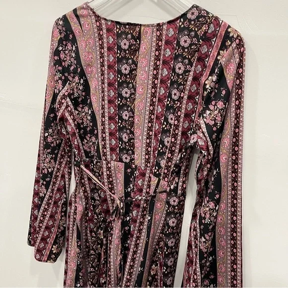 American Rag Belted Floral Button Front Fit & Flare Dress Bell Sleeve Large - Picture 5 of 8